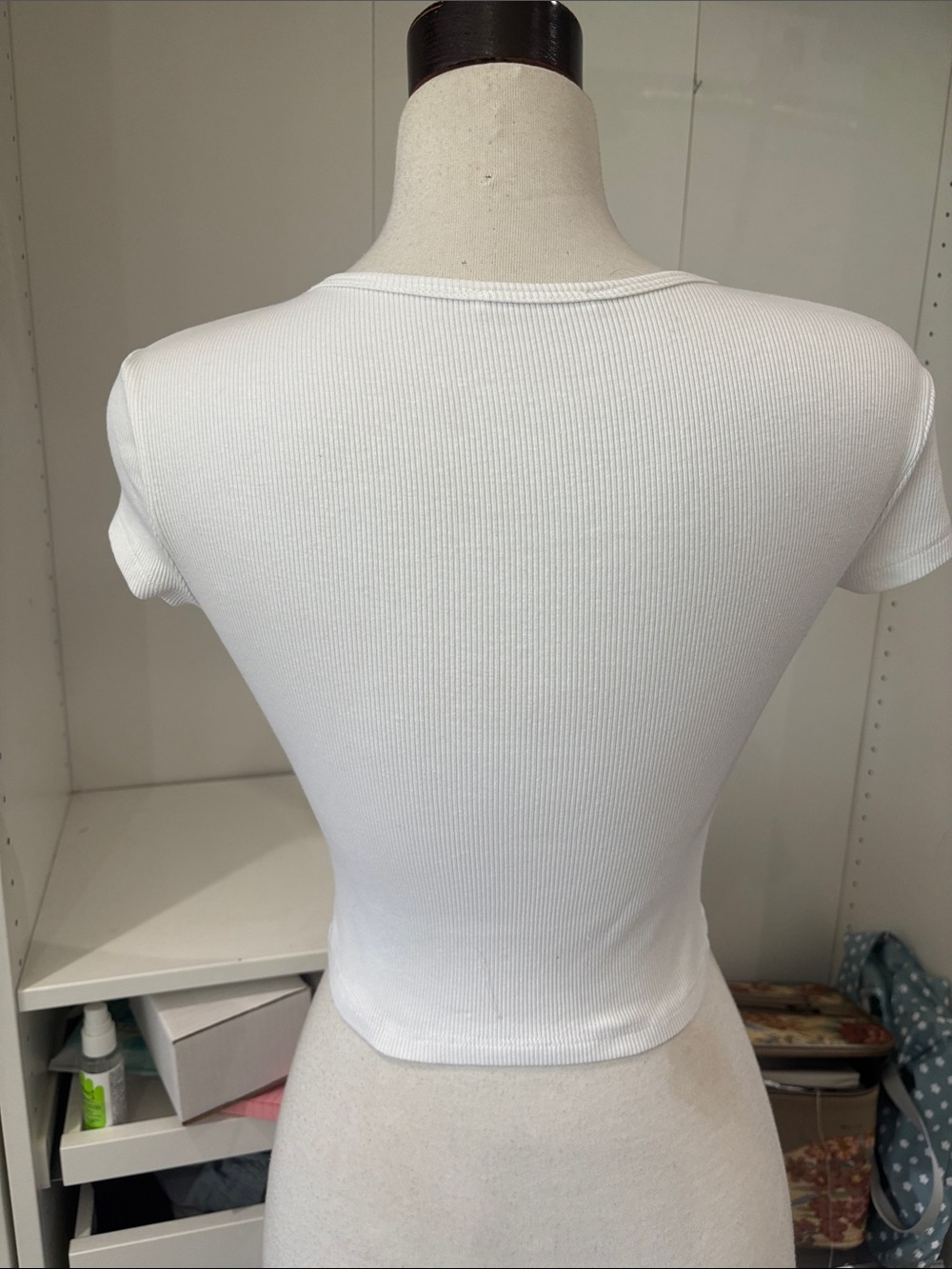 Reformation Cream Ribbed Short Sleeve Tee - Picture 7 of 9